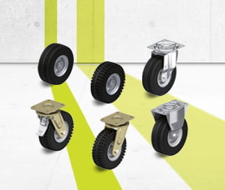 Séries de roues et de roulettes VLE avec bandage en caoutchouc plein super élastique