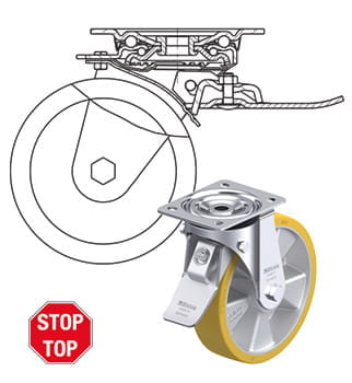 Blocage de roue et de couronne du pivot stop-top