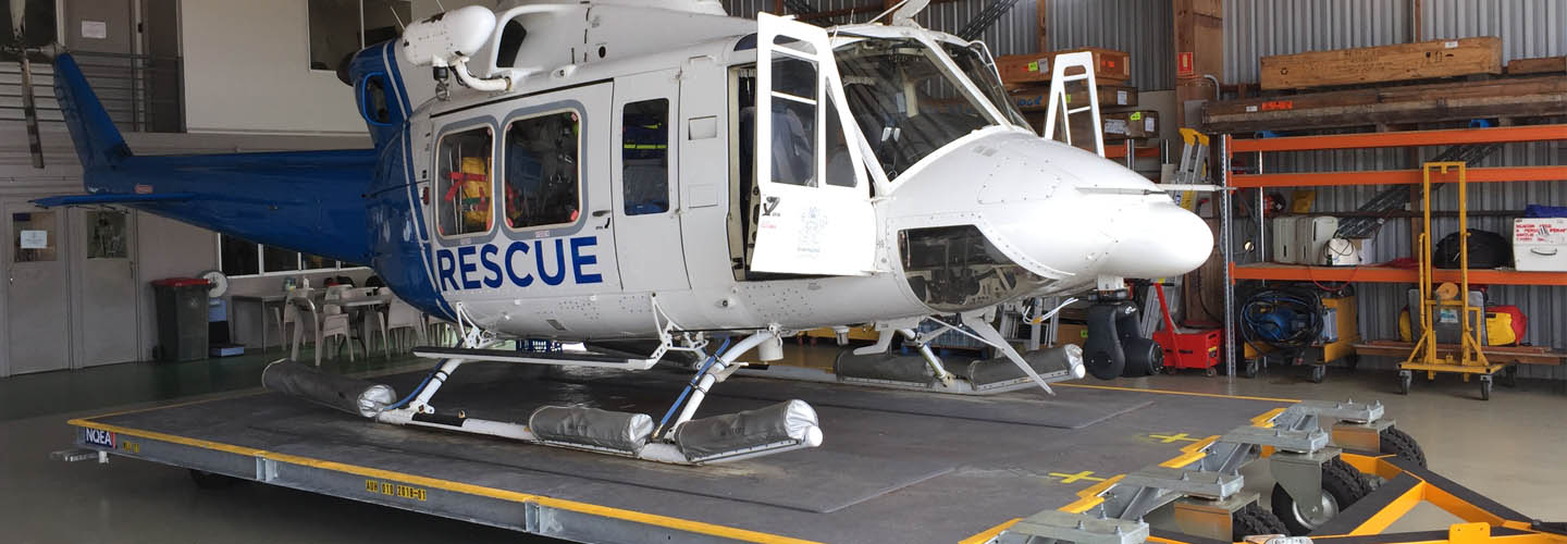 Transporttrailer voor reddingshelikopters